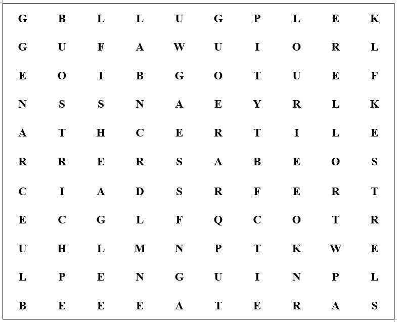 Birds word search